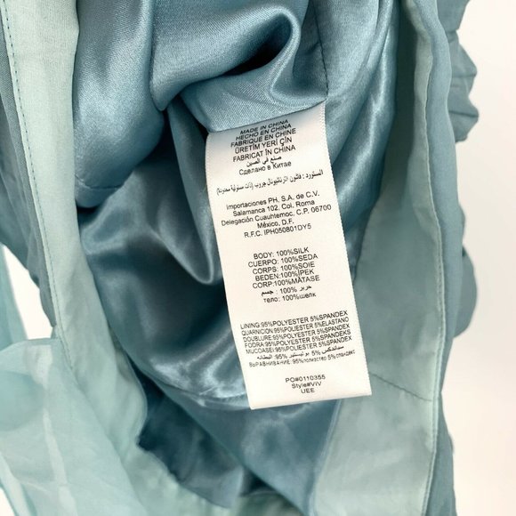 Bebe Blue Strapless Pleated Silk Dress - Picture 9 of 9